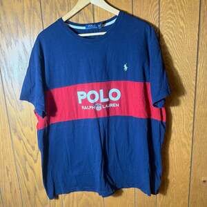Polo Ralph Lauren Colorblock Logo T-Shirt Navy Red Size XXL